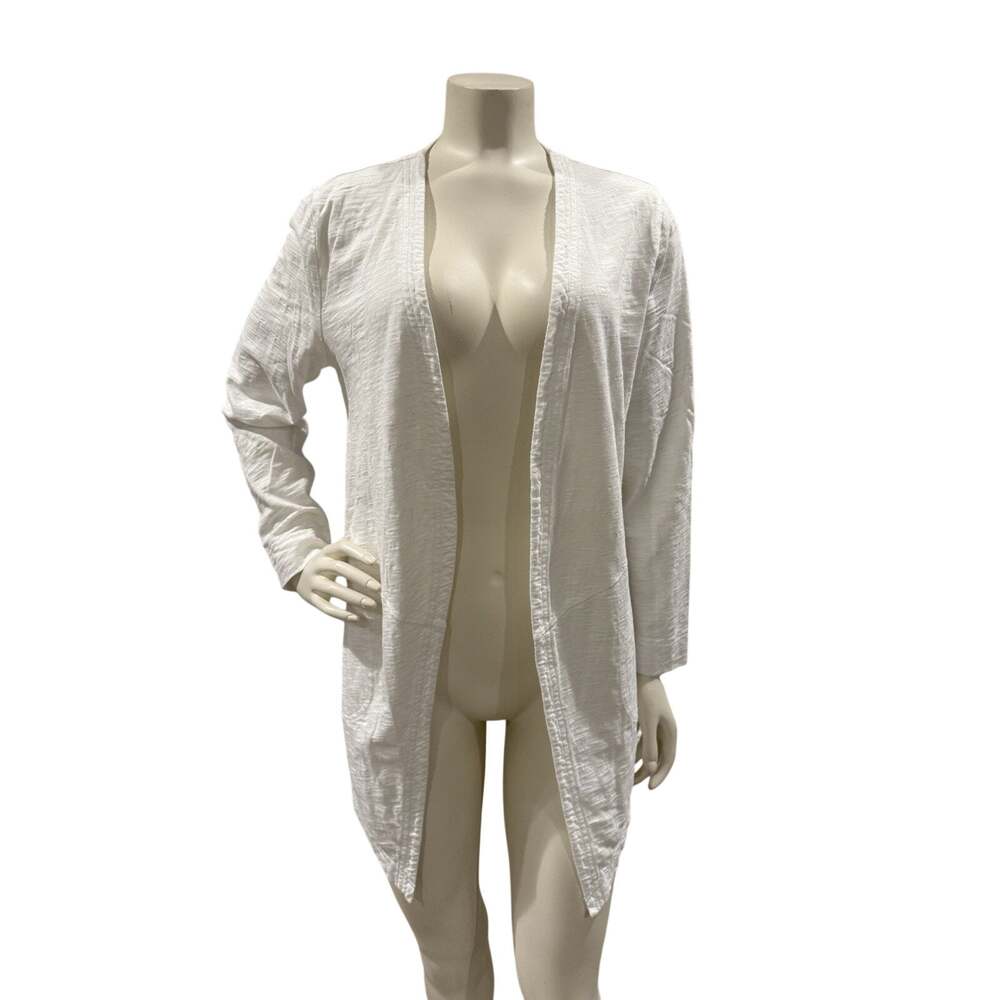 Womens Chicos The Ultimate Tee Open Front Cardigan Long Sleeve White Sz Small